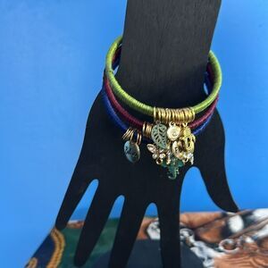 Boho Chic Handwrapped Bangle Bracelet Set of 3 Bohemian Jewelry Gift